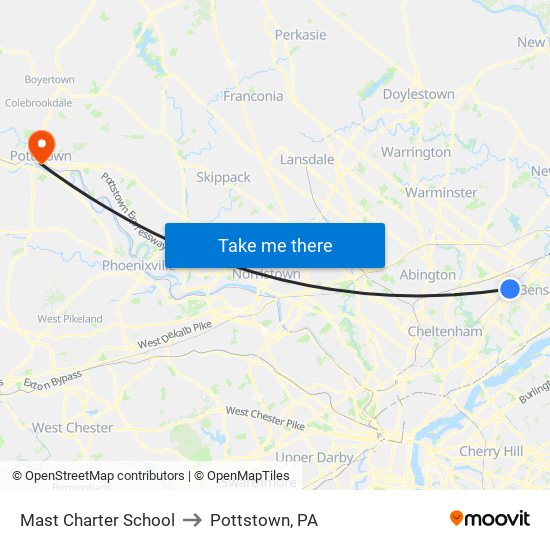 Mast Charter School to Pottstown, PA map