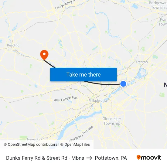 Dunks Ferry Rd & Street Rd - Mbns to Pottstown, PA map