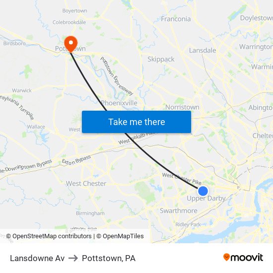 Lansdowne Av to Pottstown, PA map