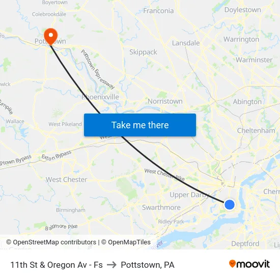 11th St & Oregon Av - Fs to Pottstown, PA map