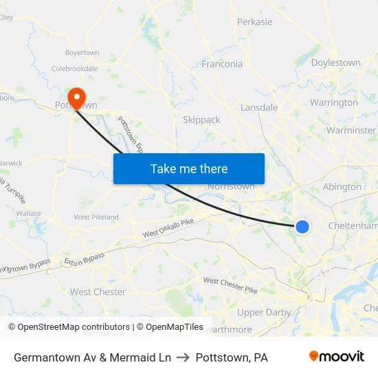 Germantown Av & Mermaid Ln to Pottstown, PA map
