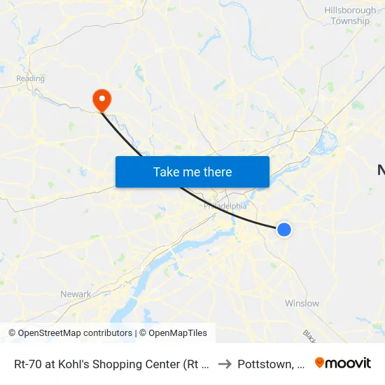 Rt-70 at Kohl's Shopping Center (Rt 73) to Pottstown, PA map