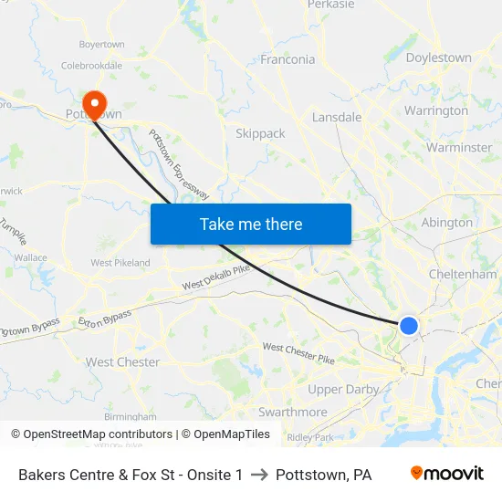 Bakers Centre & Fox St - Onsite 1 to Pottstown, PA map