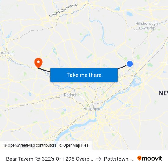 Bear Tavern Rd 322's Of I-295 Overpass to Pottstown, PA map