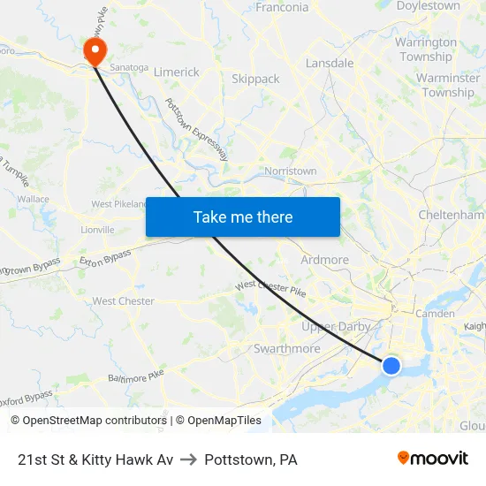 21st St & Kitty Hawk Av to Pottstown, PA map