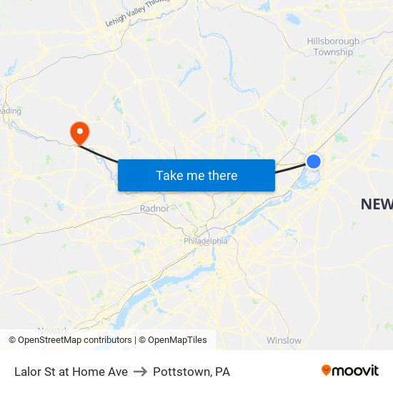 Lalor St at Home Ave to Pottstown, PA map