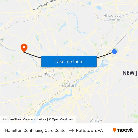 Hamilton Continuing Care Center to Pottstown, PA map