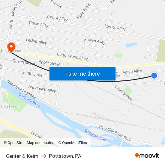 Center & Keim to Pottstown, PA map