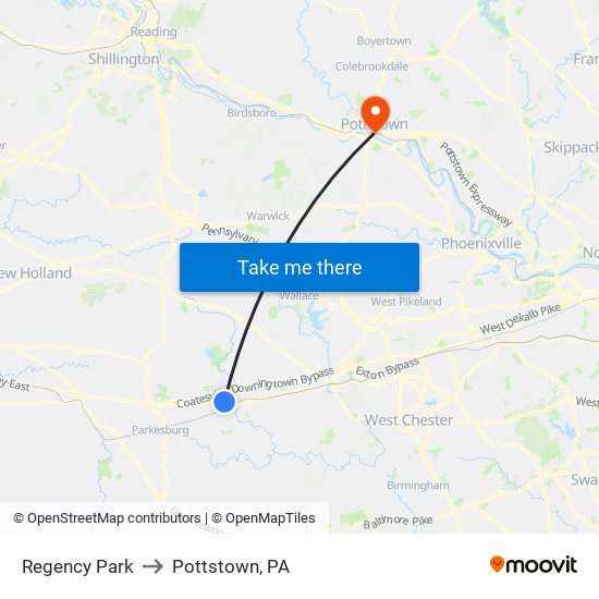 Regency Park to Pottstown, PA map