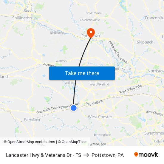 Lancaster Hwy & Veterans Dr - FS to Pottstown, PA map