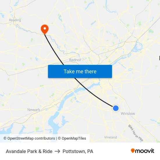 Avandale Park & Ride to Pottstown, PA map