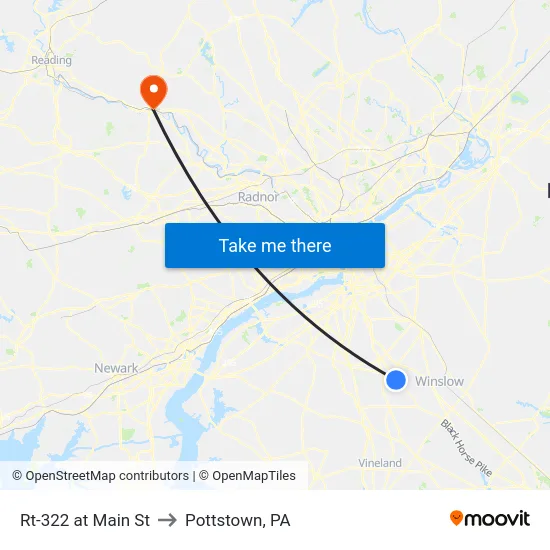 Rt-322 at Main St to Pottstown, PA map