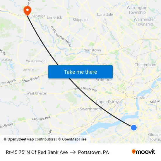 Rt-45 75' N Of Red Bank Ave to Pottstown, PA map