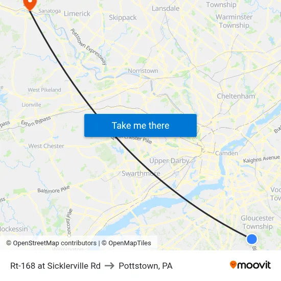 Rt-168 at Sicklerville Rd to Pottstown, PA map