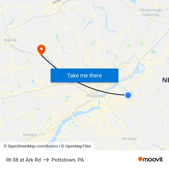 Rt-38 at Ark Rd to Pottstown, PA map