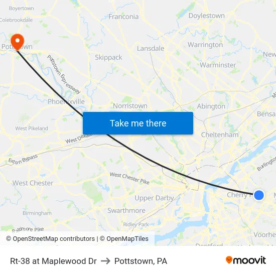 Rt-38 at Maplewood Dr to Pottstown, PA map