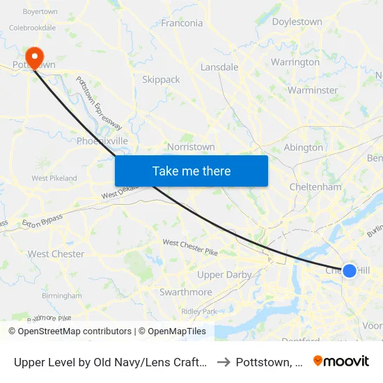 Upper Level by Old Navy/Lens Crafters to Pottstown, PA map