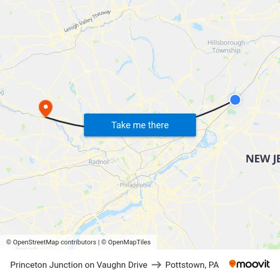 Princeton Junction on Vaughn Drive to Pottstown, PA map
