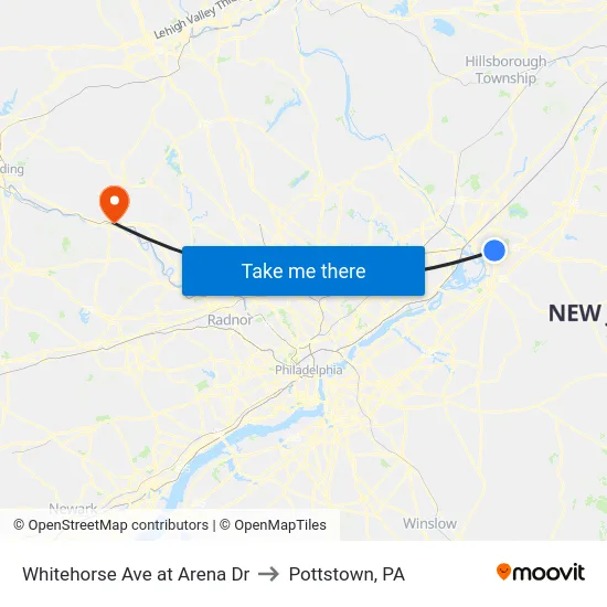 Whitehorse Ave at Arena Dr to Pottstown, PA map
