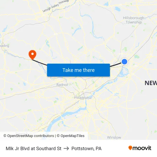Mlk Jr Blvd at Southard St to Pottstown, PA map