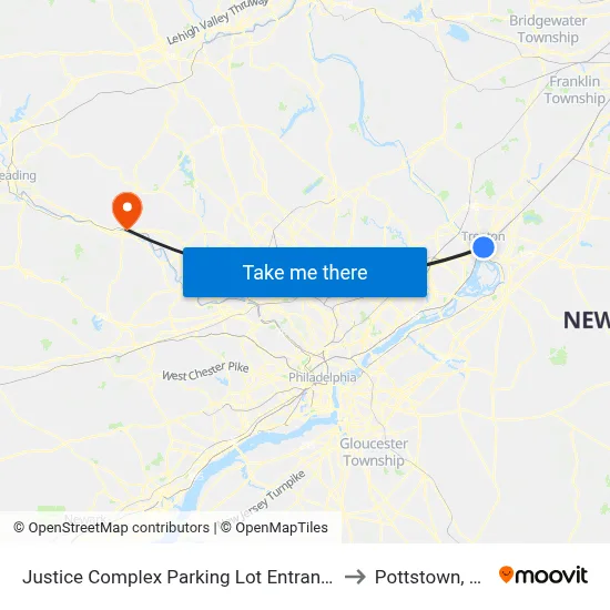 Justice Complex Parking Lot Entrance to Pottstown, PA map