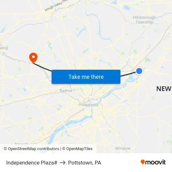 Independence Plaza# to Pottstown, PA map
