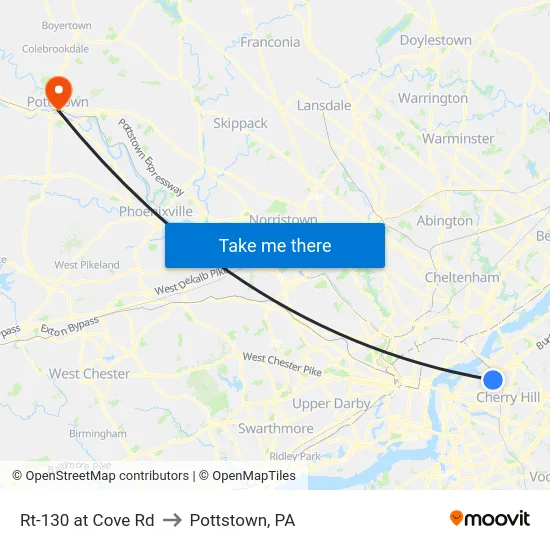 Rt-130 at Cove Rd to Pottstown, PA map