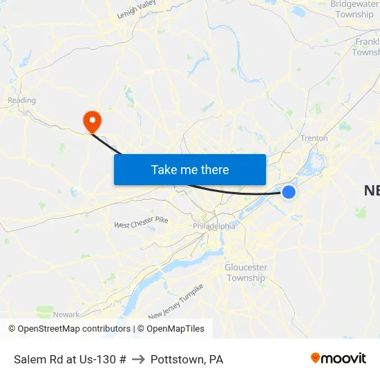 Salem Rd at Us-130 # to Pottstown, PA map