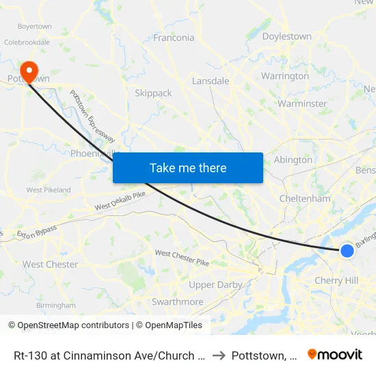 Rt-130 at Cinnaminson Ave/Church Rd to Pottstown, PA map