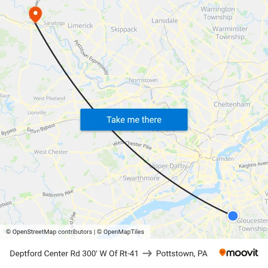 Deptford Center Rd 300' W Of Rt-41 to Pottstown, PA map