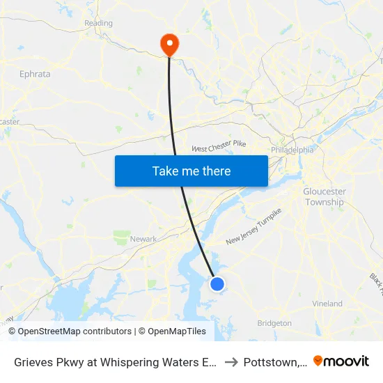 Grieves Pkwy at Whispering Waters Entrance to Pottstown, PA map