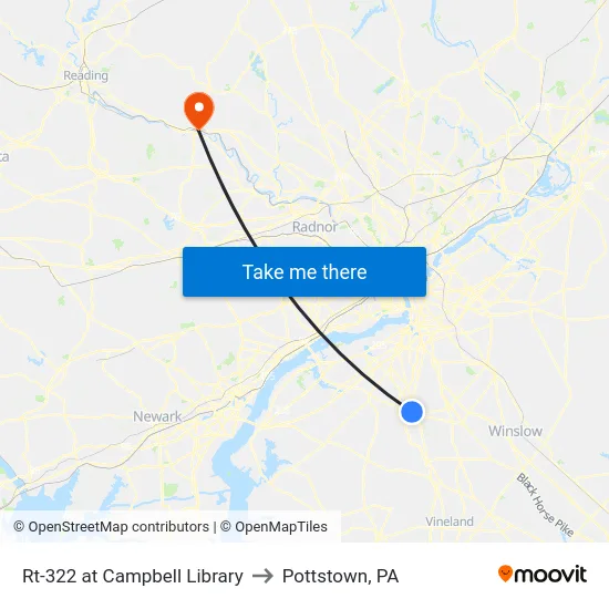 Rt-322 at Campbell Library to Pottstown, PA map