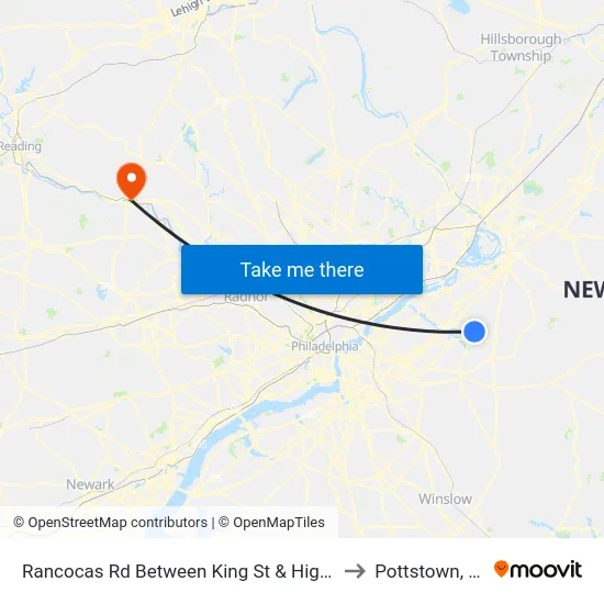 Rancocas Rd Between King St & High St to Pottstown, PA map