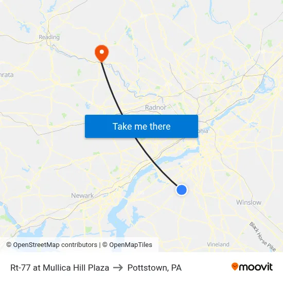 Rt-77 at Mullica Hill Plaza to Pottstown, PA map