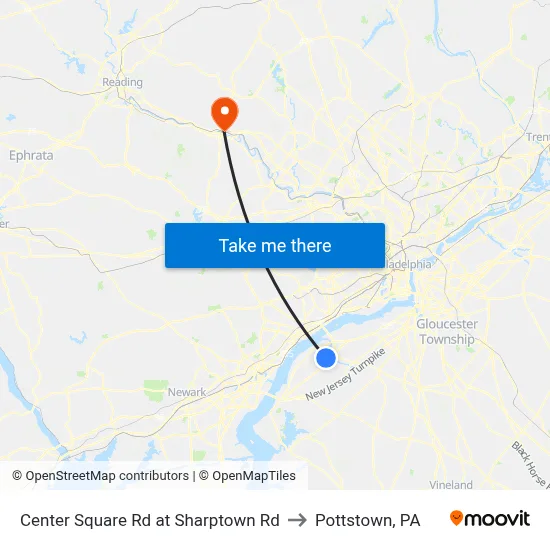 Center Square Rd at Sharptown Rd to Pottstown, PA map