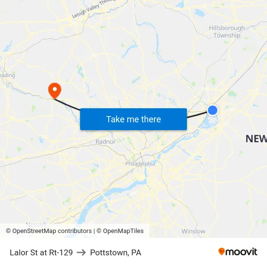 Lalor St at Rt-129 to Pottstown, PA map