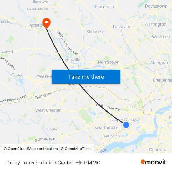 Darby Transportation Center to PMMC map