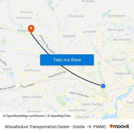 Wissahickon Transportation Center - Onsite to PMMC map