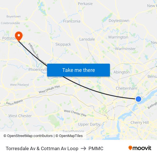 Torresdale Av & Cottman Av Loop to PMMC map