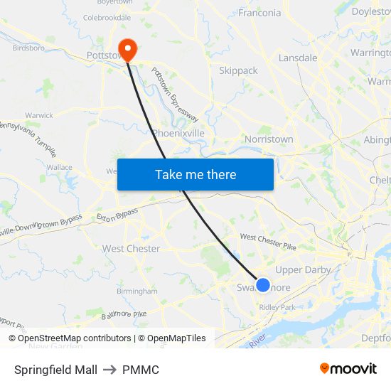 Springfield Mall to PMMC map