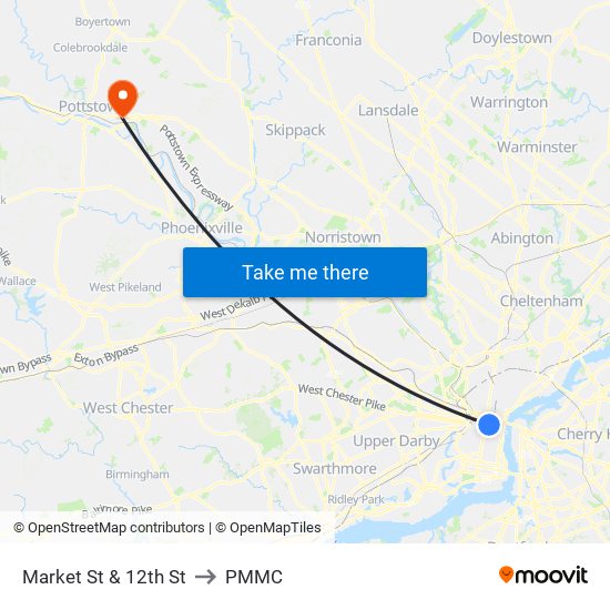Market St & 12th St to PMMC map