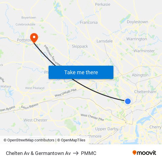 Chelten Av & Germantown Av to PMMC map