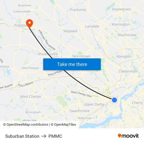 Suburban Station to PMMC map