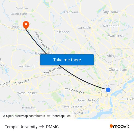 Temple University to PMMC map