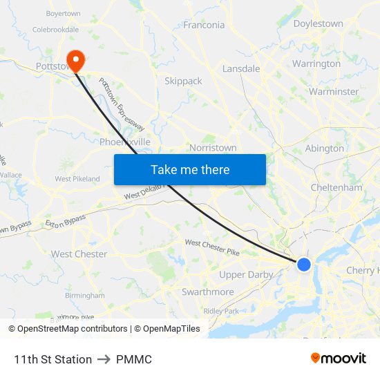 11th St Station to PMMC map