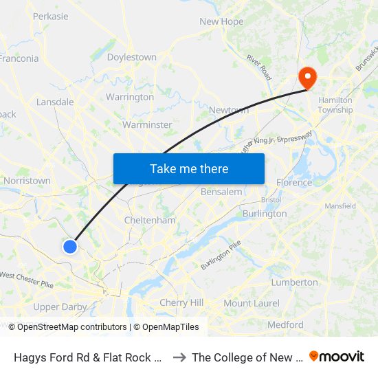 Hagys Ford Rd & Flat Rock Rd - Mbfs to The College of New Jersey map