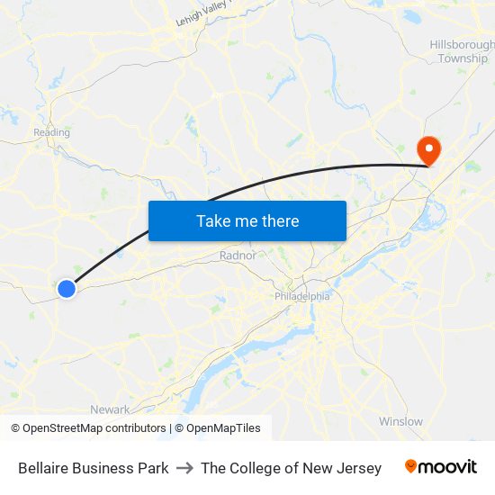 Bellaire Business Park to The College of New Jersey map