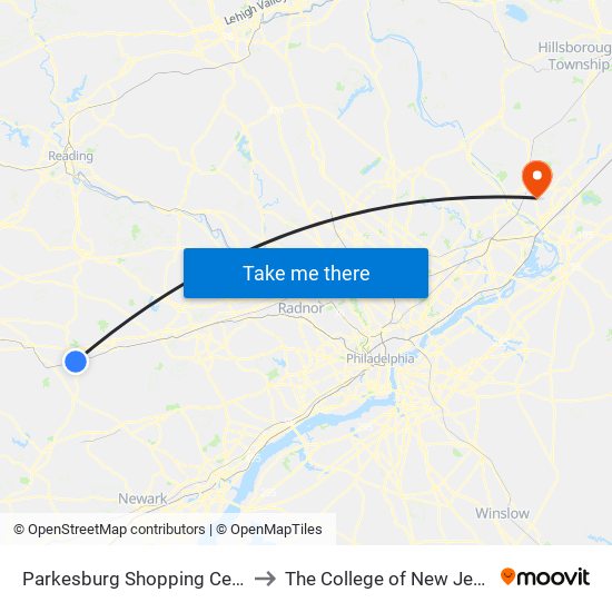 Parkesburg Shopping Center to The College of New Jersey map