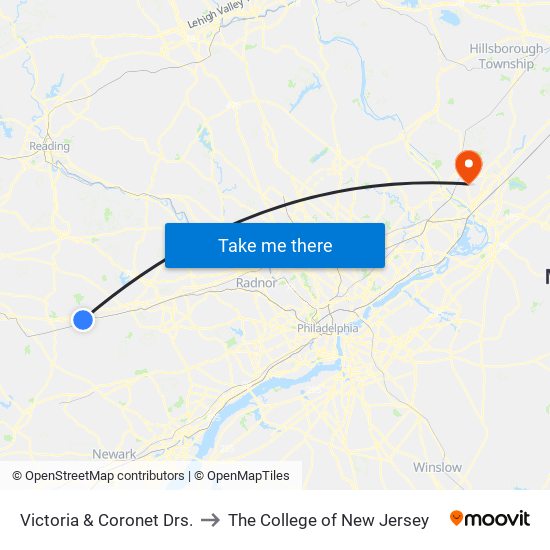 Victoria  &  Coronet Drs. to The College of New Jersey map