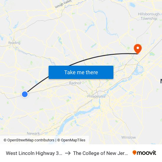 West Lincoln Highway 331 to The College of New Jersey map